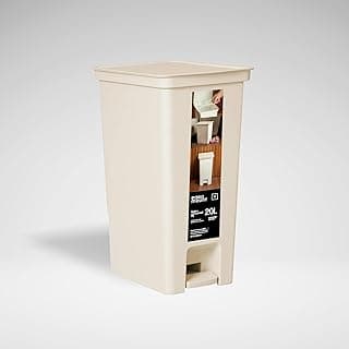 Lixeira Fly com Pedal 20L Paramount, tampa e abertura sem contato, cor creme, 20L