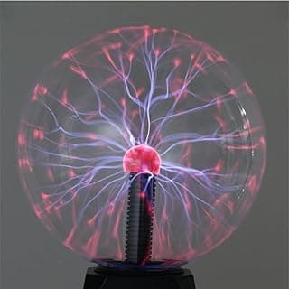 Luminária globo de plasma mágico eletrostática de cristal com raios de plasma rosa e azul