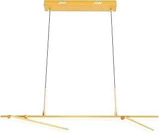 Luminária pendente linear dourada moderna de LED, design minimalista