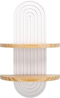 Ymiko Boho Planta Prateleira de Parede Vintage Madeira Flutuante Prateleira para Plantas Com Parafusos Fixado na Parede para Decoração Casa Sala Estar Quarto (Camada Branca 2)