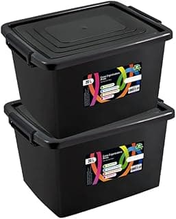 Kit 2 Unidades Caixa Organizadora com Alça 20 Litros – Container Plástico com Tampa