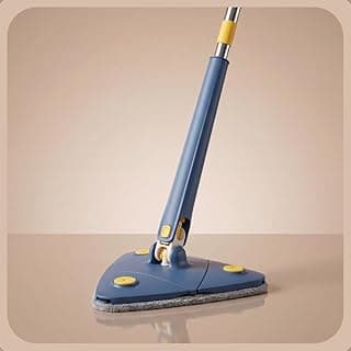 Mop triangular giratório azul para limpeza de cantos, vidros, pisos e paredes.