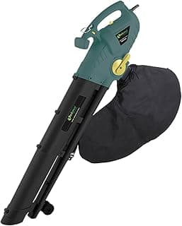 Soprador e aspirador elétrico Tekna VB2101E2 verde e preto com rodas e bolsa coletora.