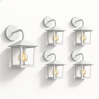 Arandelas coloniais de vidro branco com base E27 para parede, iluminadas com luzes incandescentes.