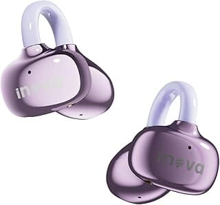 INAVA Versão Aprimorada Fone de Ouvido com Clipe. Ajuste Confortável, Som Claro, 50h, Bluetooth 6.1. para Mulheres, Crianças, Orelhas Pequenas, Esportes e quem usa Óculos (Roxo)