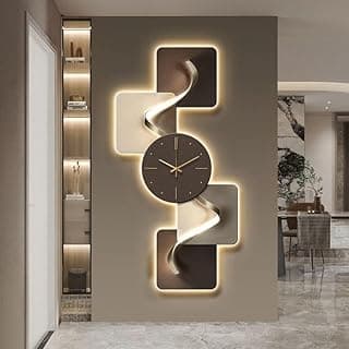 Relógio de parede grande com design geométrico abstrato moderno, iluminado por LED, ideal para decoração de sala de estar