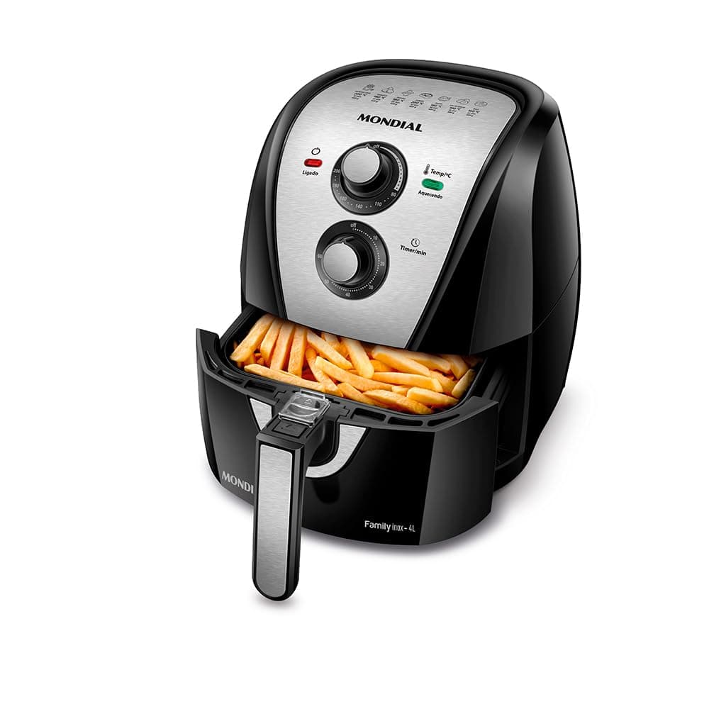 Fritadeira Elétrica Air Fryer Mondial Family Fry AFN-40-BI sem Óleo 4L Preto Inox 220V