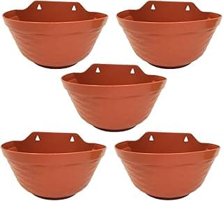 Kit 5 Vasos de Parede para Plantas Plástico Jardim Vertical Terracota