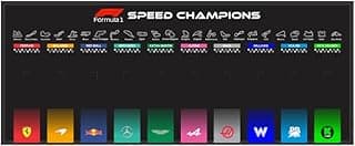Quadro exposição acrílico F1 Speed Champions 100x40cm com fixadores