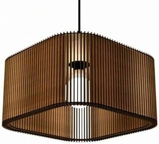 Pendente De Teto Lustre Grande Quadrado P/Sala Em Madeira Mdf Decoração