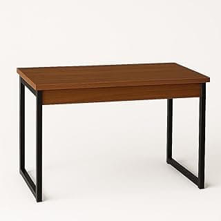 Mesa Escrivaninha Para Home Office e Estudo, Tampo Fosco e Estrutura de Aço(MADEIRA/PRETA)