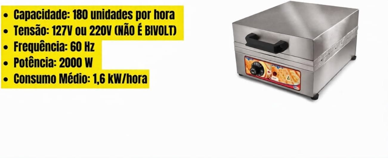 Máquina de Crepe no Palito Elétrica 12 Cavidades Inox (110, Volts)