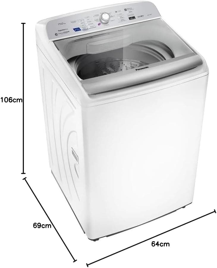 Máquina de Lavar Roupa Panasonic NA-F170B7W Smartsense Lavagem Inteligente 17kg Branca 127V