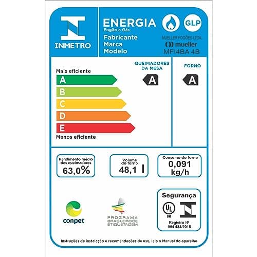 Fogão 4 Bocas Mueller com Acendimento Manual Bivolt MFI4BA
