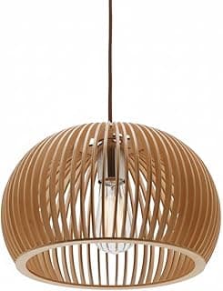Pendente de teto grande em madeira MDF, design orgânico, iluminação interna visível