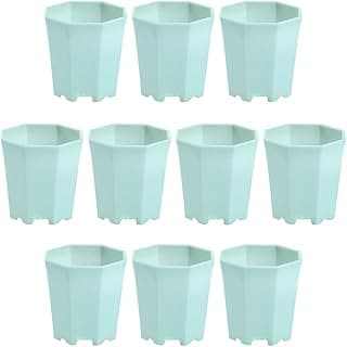 Dez vasos decorativos octogonais verde claro para plantas