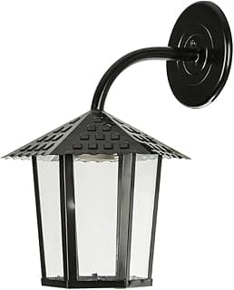Arandela colonial sextavada E27 com vidro liso preto