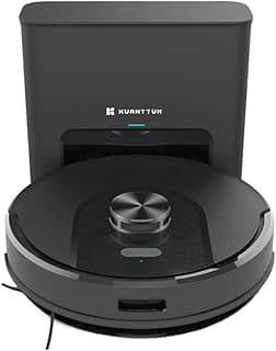 Robô Aspirador Inteligente Wi-Fi Kuanttum X10 preto com botão central e marca visível.