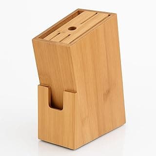 Suporte para facas de bambu, bloco organizador de cozinha, cor natural, estilo moderno
