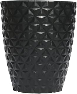 Vaso grande preto para plantas com design de coluna de diamante de 50 cm