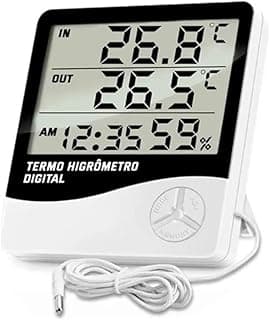 Relógio Termo Higrômetro Digital Com Sensor Externo Interno Medidor De Temperatura Umidade Ar Termômetro De Ambiente