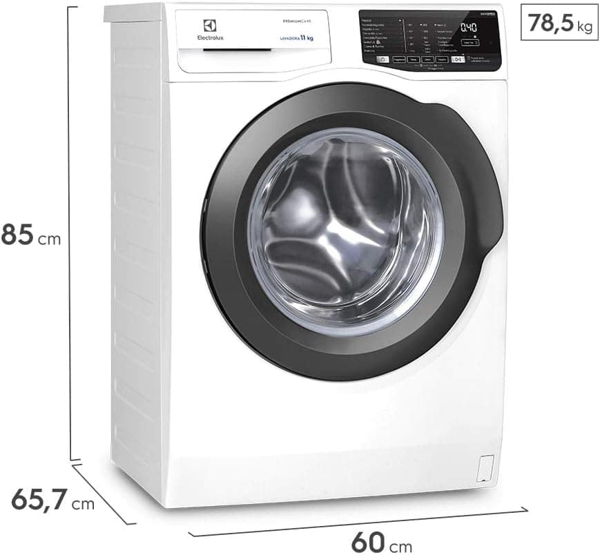 Máquina de Lavar Roupa Electrolux Premium Care Inverter LFE11 com Água Quente e Vapor 11kg Branca 127V