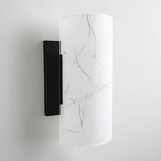 Arandela interna de parede com design decorativo em vidro, branco e preto