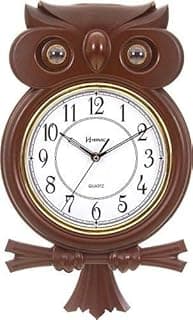 Relógio de parede coruja musical Herweg 530006-84, design marrom e branco, mostrador com números pretos.