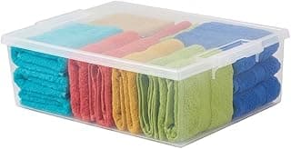 Caixa Organizadora Plástica Transparente 17 Litros c/Tampa e Travas - Multiuso, Modular, Empilhável, Resistente - Ideal p/Roupas, Calçados, Brinquedos e Organização da Casa