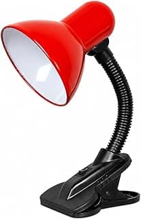Luminária Articulada de Mesa com Presilha Tipo Clip para Estudo e Escritório – Ajustável e Econômica (vermelho)