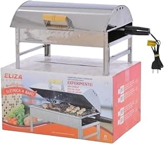Churrasqueira De Inox Elétrica Com Tampa A Bafo Sem Fumaça 220V