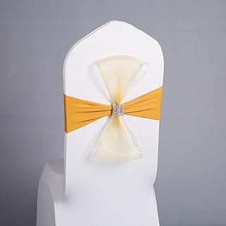 Faixa elástica decorativa para cadeiras em amarela e branco