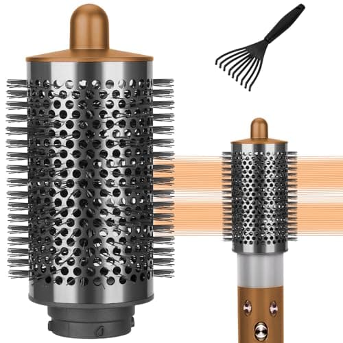 Escova volumizadora redonda grande compatível com acessórios Dyson Airwrap, acessório de escova redonda oval maior com ferramenta de limpeza de escova de cabelo, afofa e volumiza para modelar, dourado