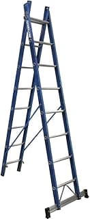 Escada multiuso de fibra de vidro azul com 8/14 degraus, 2,50 x 4,40 m