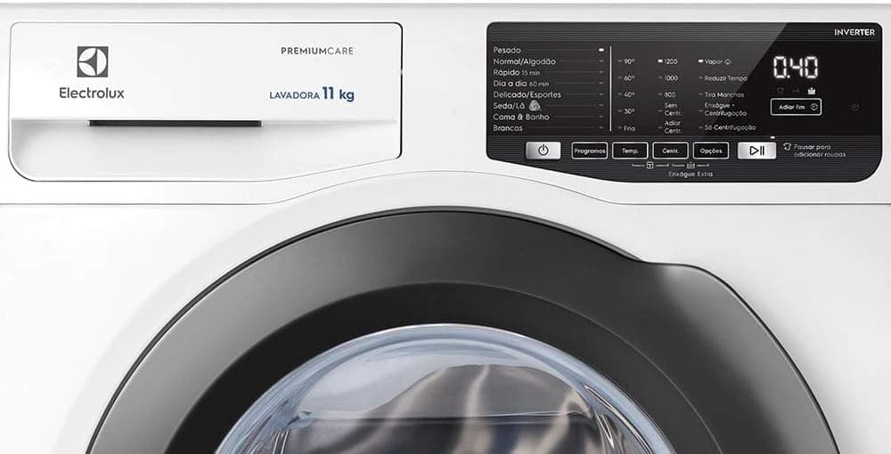 Máquina de Lavar Roupa Electrolux Premium Care Inverter LFE11 com Água Quente e Vapor 11kg Branca 127V