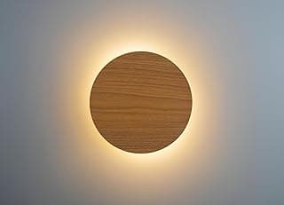 Arandela de luz indireta Eclipse em madeira louro freijó 20cm