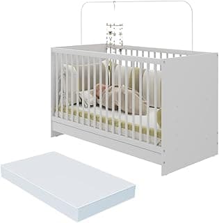 Berço 3 em 1 branco com colchão incluso, Multimóveis MP4394