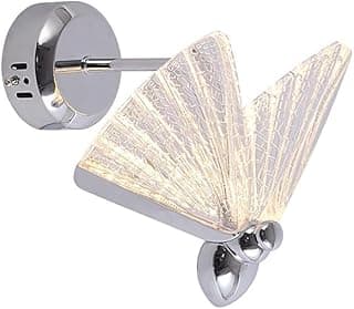 Arandela de parede cromada com design de borboleta e iluminação LED.
