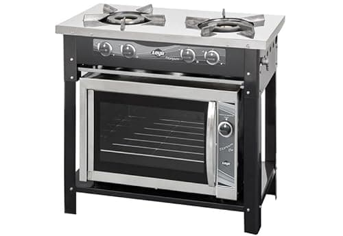 Fogao industrial com forno em aço inoxidável LAYR com quatro queimadores e forno embaixo