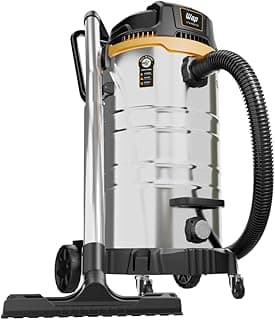 Aspirador de pó e água WAP GTW Inox 70i com corpo de aço inoxidável e acessórios pretos