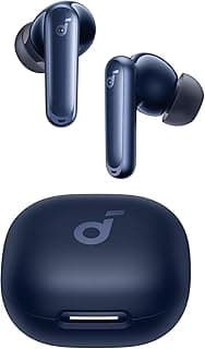 Fones de ouvido Bluetooth P40i da Anker em azul com estojo de carregamento