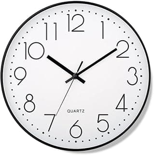 Relógio de parede branco de 20cm, sem tique-taque, estilo moderno, ideal para decoração de quarto, sala de estar, cozinha, escola.