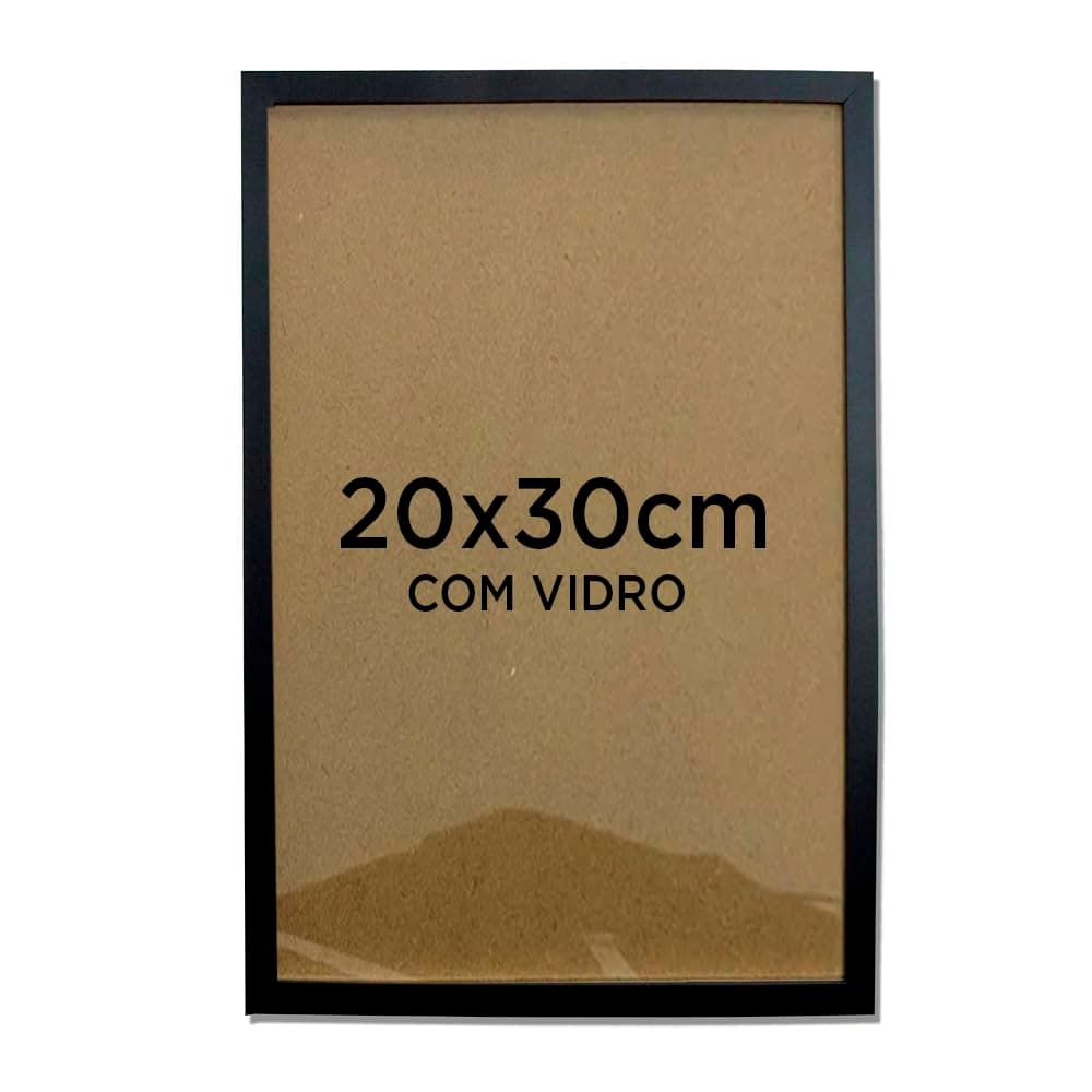 Moldura Para Quadro Decorativo 20x30cm Com Vidro (Preta)
