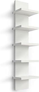 Homaterial Prateleira de parede de 5 níveis, prateleira flutuante vertical branca - prateleira de parede decorativa estreita prateleiras modernas de decoração de parede para quartos, salas de estar 14