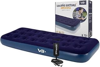 VG PLUS, Colchão Solteiro Inflável + Bomba De Ar Manual VG Plus