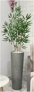 Planta artificial de bambu em vaso cinza grafiato para decoração interior e exterior