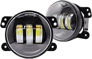 Farol de milha LED auxiliar 3,5 polegadas redondo preto com lentes transparentes e elementos internos amarelos