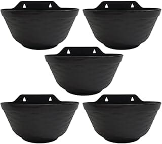 Kit 5 vasos de parede pretos para plantas jardim vertical