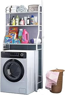 Estante Organizadora de Lavanderia e Banheiro com Prateleiras Metal Rack Multiuso para Máquina de Lavar e Vaso Sanitário