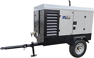 Compressor de ar elétrico de parafuso móvel, cinza e preto, com texto XYM.